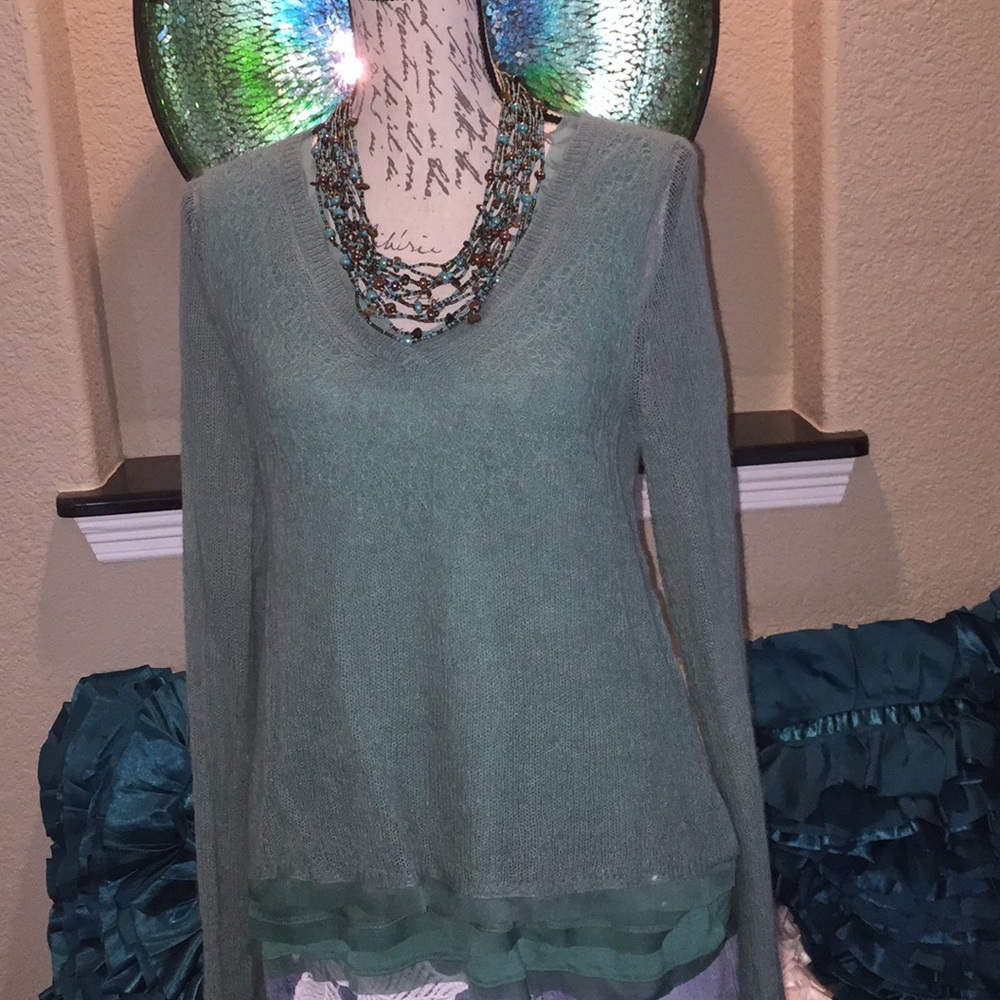 Anthropologie Sweater with lining and ruffle!